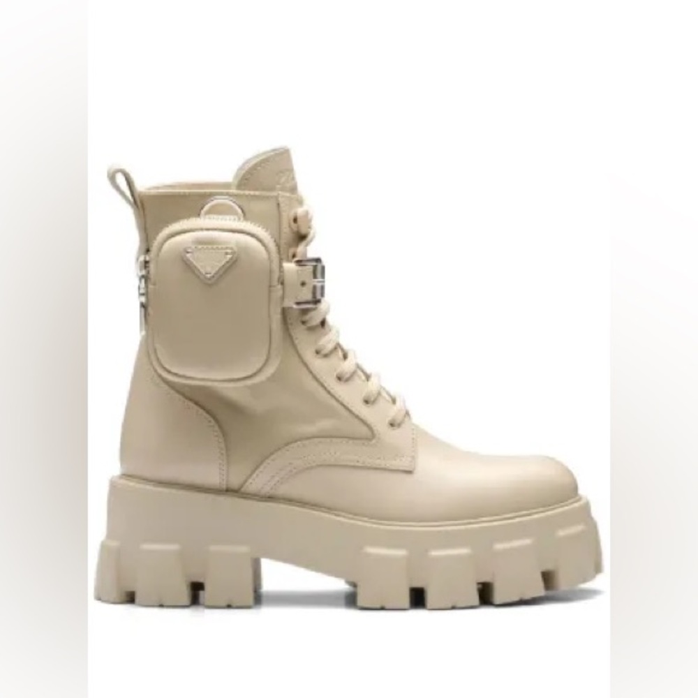 Prada Women's Beige Combat Boots